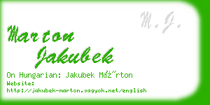 marton jakubek business card